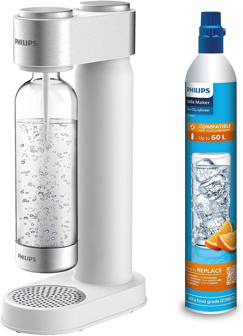 스파클링 워터 메이커 병이 포함된 소다 스트리밍 기계 1L BPA 프리 페트 탄산염 60L CO2 탄산염과 호환되는 포함되지 않음 ADD4902BKOQ 37, White, Without CO2 cylinder