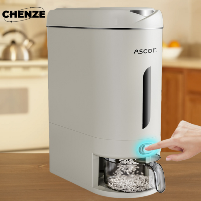CHENZE 습기방지 벌레방지 쌀10kg 쌀통 진공밀폐용기 진공쌀통 쌀냉장고 대용량 밀폐용기 안전 보관, 1개, 회색