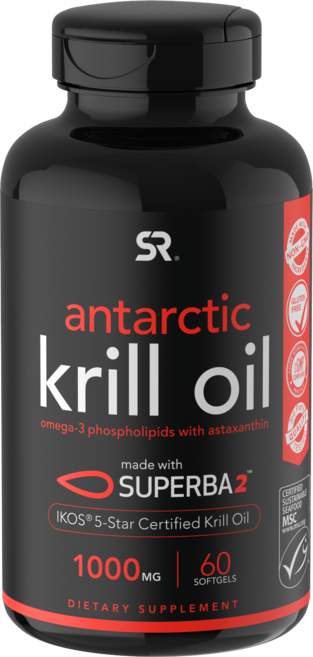 SPORTS RESEARCH Superba2磷蝦油蝦紅素軟膠囊 1000mg, 60顆, 1罐