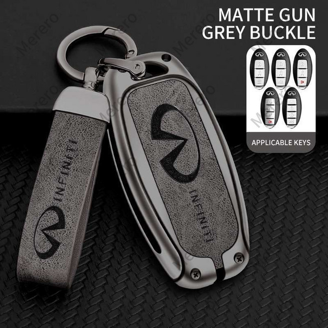 인피니티 키케이스 커버 키홀더 호환 자동차 키링 q50 qx60, 그레이 (A타입 매트+로프세트)