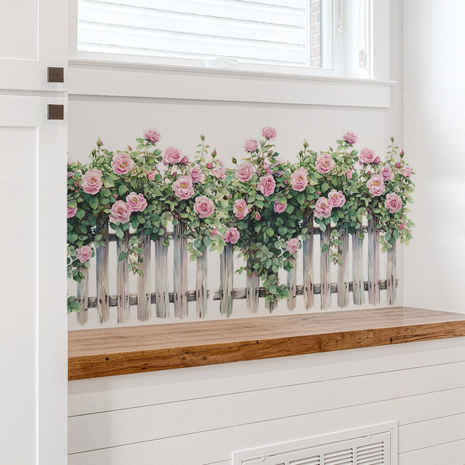 휴네온 동화같은 아이방 포인트 벽지 스티커 데코 인테리어 집 꾸미기, 장미 벽장식