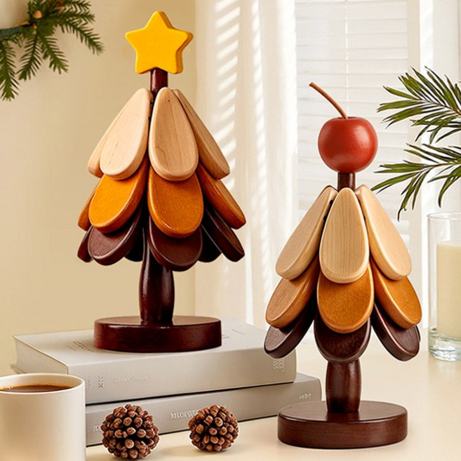 올먼트 집들이선물 원목 우드 트리 냄비받침, 1개, 사과