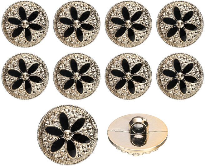 10개입 고급 엔틱 단추, 01.블랙꽃(B370) 10개입