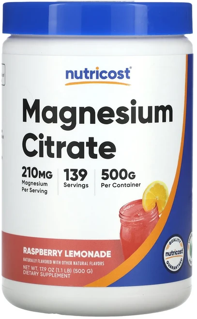 Nutricost 마그네슘시트레이트 라즈베리 레모네이드 500g(17.9oz), Nutricost마그네슘시트레이트라즈베리레모네이드500, 500g, 1개 - 쿠팡