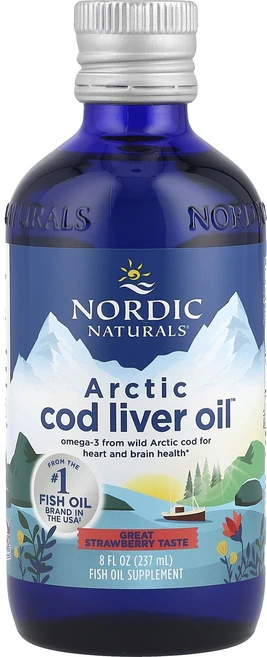 Nordic Naturals 아크틱 코드 리버 오일 스트로베리 8 액량 온스 (237 밀리리터), NordicNaturals아크틱코드리버오일스트로베리8액, 1개, 237ml - 쿠팡