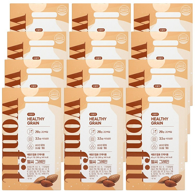 원핏 헬씨 그레인 곡물맛 체중조절용 프로틴 다이어트 단백질 쉐이크, 12개, 280g, 7회분