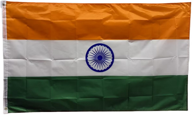 인도 폴리에스터깃발 India flag 90x150cm 구리고리 이중스티치, 1개, ORANEG+WHITE+BLUE+GREEN