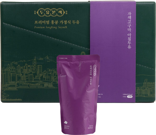 두유본색 식사대용 국산콩 무가당 자색고구마 두유, 10개, 190ml