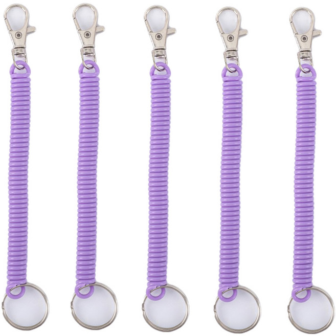 다용도 도난 분실 방지 휴대폰 가방 안전 고리 스프링 스트랩 줄, 5개, 라벤더