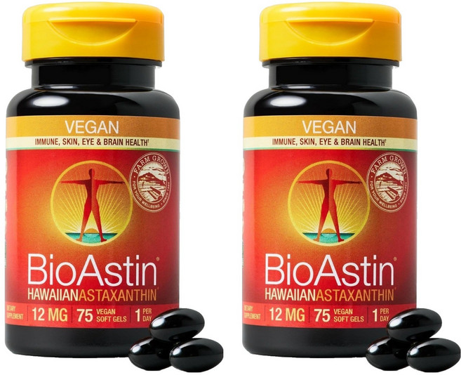 바이오스틴 하와이안 아스타크산틴 12mg 비건 소프트젤, 75정, 2개
