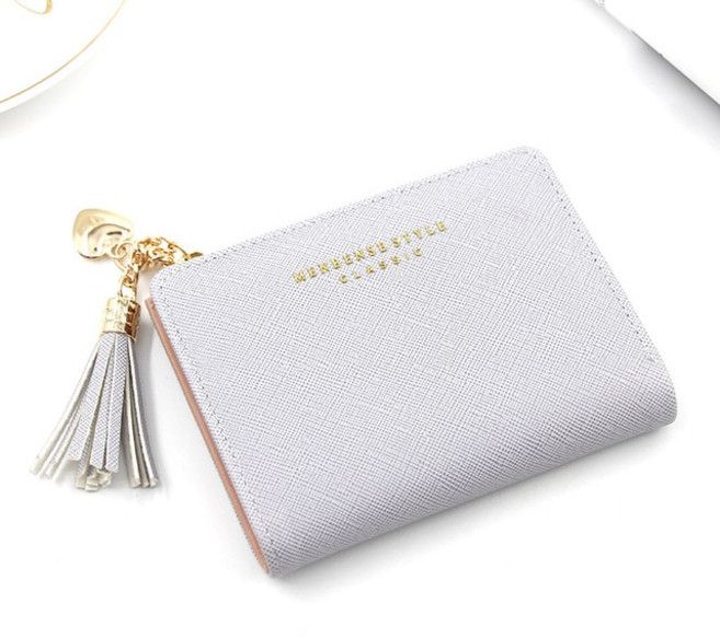 지갑 술 여성 작고 귀여운 숏 가죽 지퍼 클러치