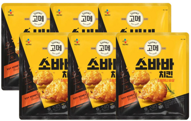 (온라인) CJ 고메 소바바 소이허니 순살치킨, 6개, 240g