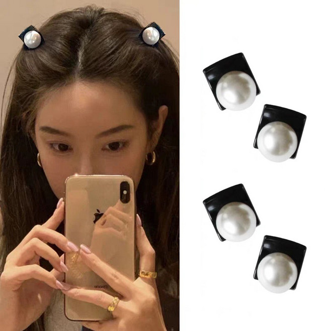 여성용 앞머리 진주 포인트 미니 집게핀 4P 세트