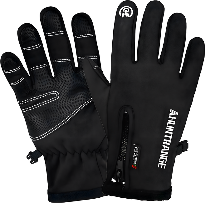 HLINTRANGE 加絨防風手套 可觸控設計, 黑色