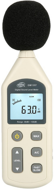 SOJ_휴대용 디지털소음계 B-GM1357 30~130dBA 환경측정 기계소음 가정 사무실 건설현장 한글사용설명서 재고보유, 1개