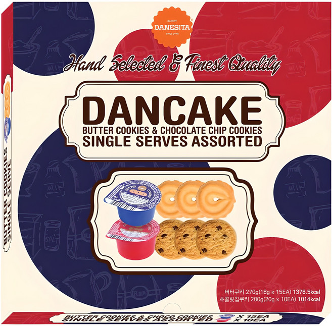 다네시타 댄케이크 어쏘티드 싱글서브 버터쿠키 15p + 초콜릿칩쿠키 10p 세트, 470g, 1개