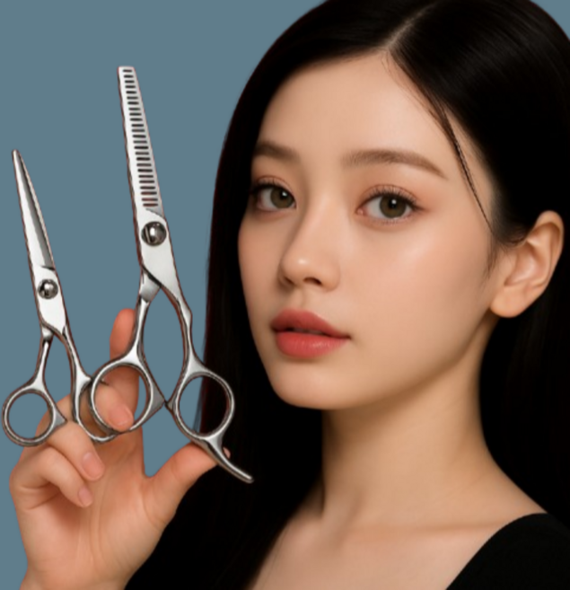 하루마켓 가정용 미용가위 커팅 틴닝 가위세트, 1개, 일자가위, 틴팅가위