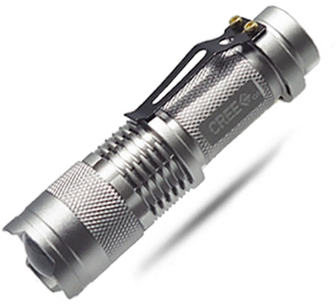 이지코리아 휴대용 LED 후레쉬 손전등 AA건전지, 1개, 실버