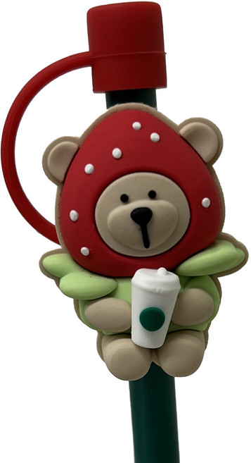 귀여운 캐릭터 텀블러 실리콘 빨대 마개 커버 50종 모음 뚜껑 꽃 동물 러브 7mm, 1개, 베리곰