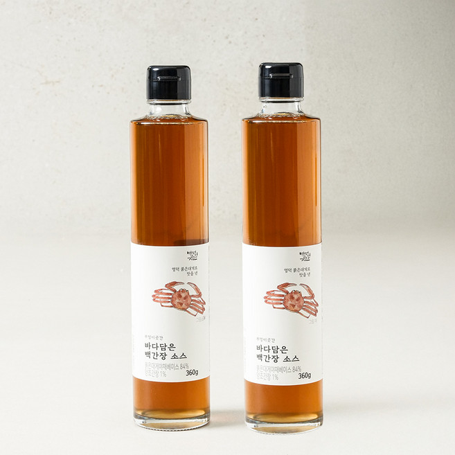 부엉이곳간 바다담은 백간장 2병 국내산 붉은대게 무첨가 만능간장 360g, 2개, 300ml