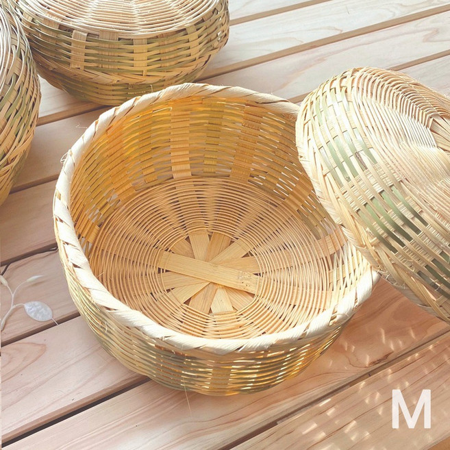 M 내경22 원형 석작 B ( 명절 추석 설날 떡상자 선물 한과상자 폐백 이바지함 떡바구니 도시락 찬합 밥바구니 전통공예품 수납함 ), 1개