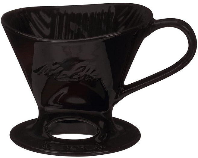 Melitta 1컵 도자기 푸어 오버 콘 커피 메이커 유광 블랙