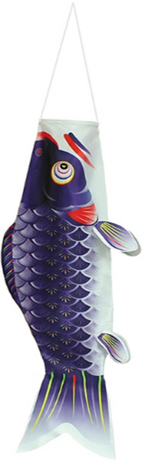 Rising 3D鯉魚旗 日本風向旗 和風露營派對佈置, 1個, 40cm鯉魚旗, 紫色, 1層