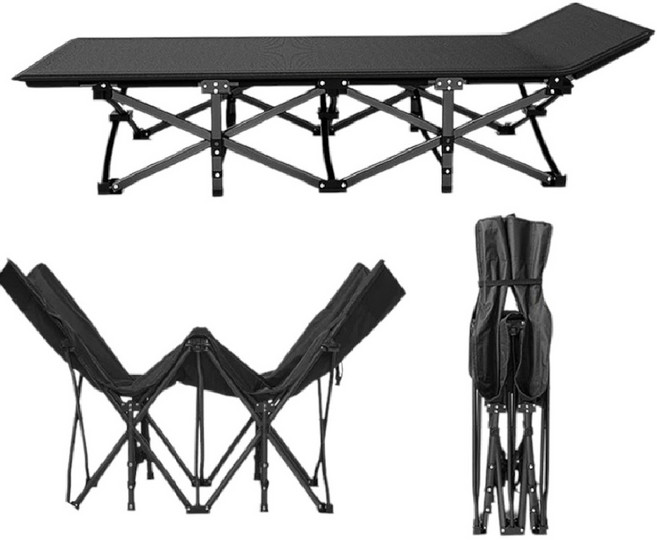 方管折疊床 看護床 單人床 行軍床 躺椅 睡椅 休閒床 午睡床, 十腿升級方管加粗灰色190cm送提袋