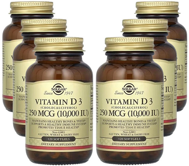 솔가 비타민D3 10 000IU 콜레칼시페롤 함유 120소프트젤, 120정, 6개
