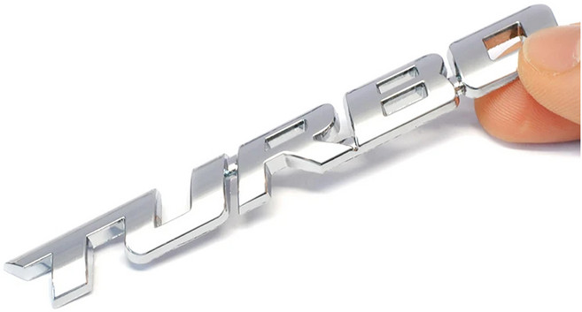 자동차 TURBO 4가지 컬러 레터링 엠블럼 금속재질 튜닝, 1개, 실버
