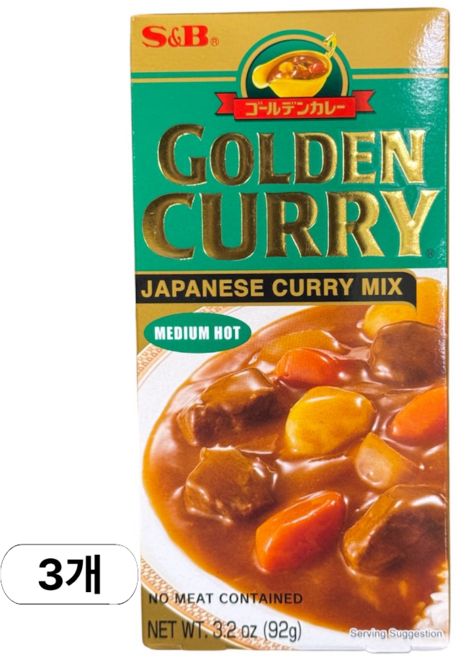 에스엔비 골든 커리 중간매운맛, 92g, 3개