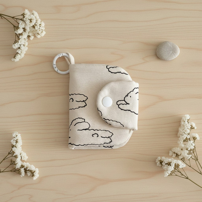 옳고바른 캔버스 패브릭 카드 동전 지갑 학생 여행용지갑 에어팟파우치