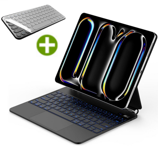 아이패드 프로 M4 M5 11인치 13인치 7/8세대 프로11 프로13 호환 전용 매직 키보드 블루투스 케이스 한글 각인 iPad Pro 케이스나라, 블랙