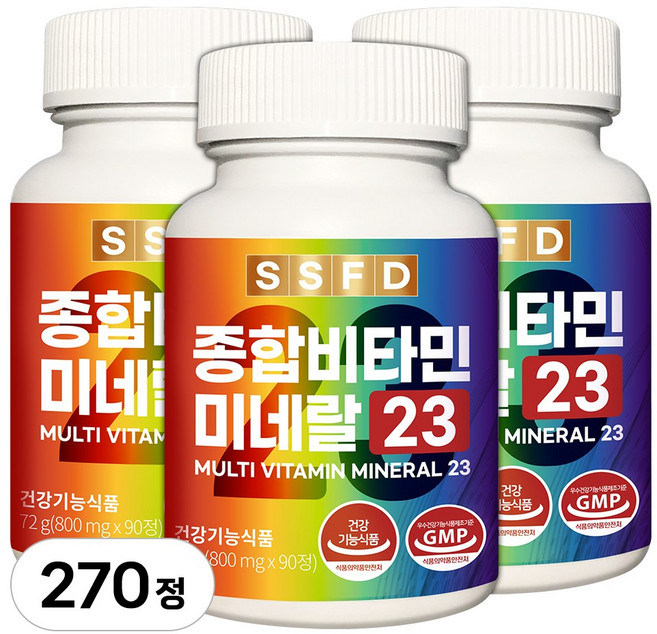순수식품 종합 멀티 비타민 미네랄, 90정, 3개