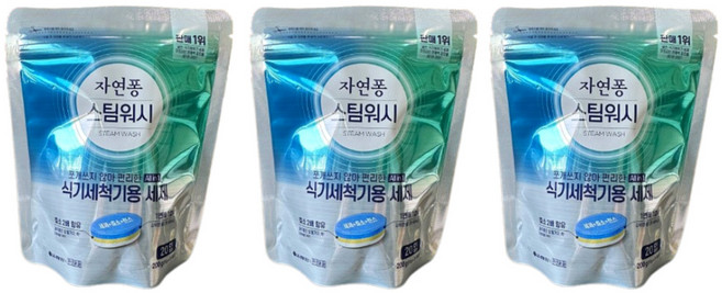 LG생활건강 자연퐁 스팀워시 식기세척기용 타블렛 10g X 20개입 3세트, 3개, 200g