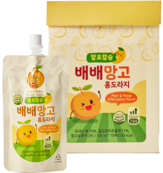 청숨 발효 칼슘 배배망고 홍도라지 100ml x 10포, 10개, 혼합맛(망고/패션푸르츠/배/홍도라지), 1L