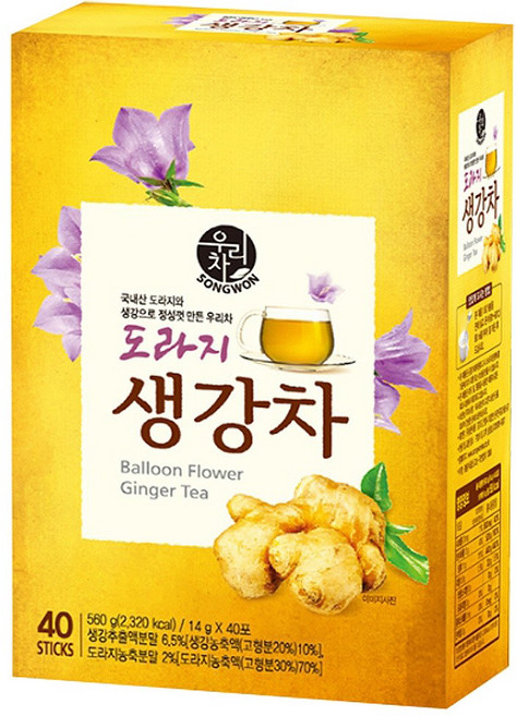 송원 우리차 도라지 생강차 40T, 14g, 40개입, 1박스