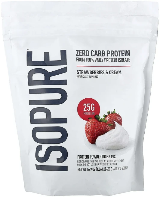 몸관리하세요 겨울입니다 Isopure 탄수화물 제로 프로틴 파우더 딸기 & 크림 480g(1.06lb) 특별관리진행, Isopure탄수화물제로프로틴파우더딸기크림480g106, 480g, 1 - 쿠팡