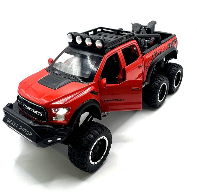 포드 비스트 랩터 오프로드 1:24다이캐스트 미니카, 레드, 1개
