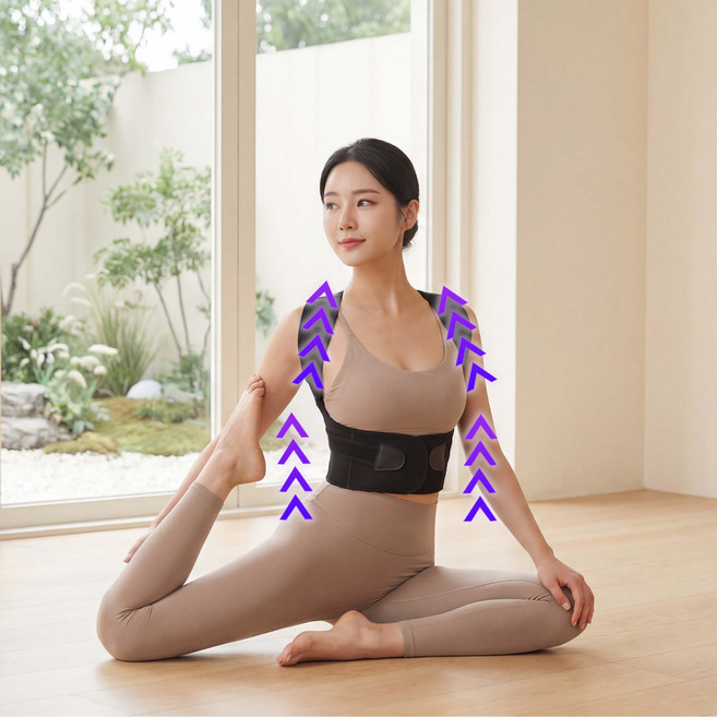 홈앤니즈 굽은등 어깨 척추 교정 허리 보호대 자세교정밴드, 1개