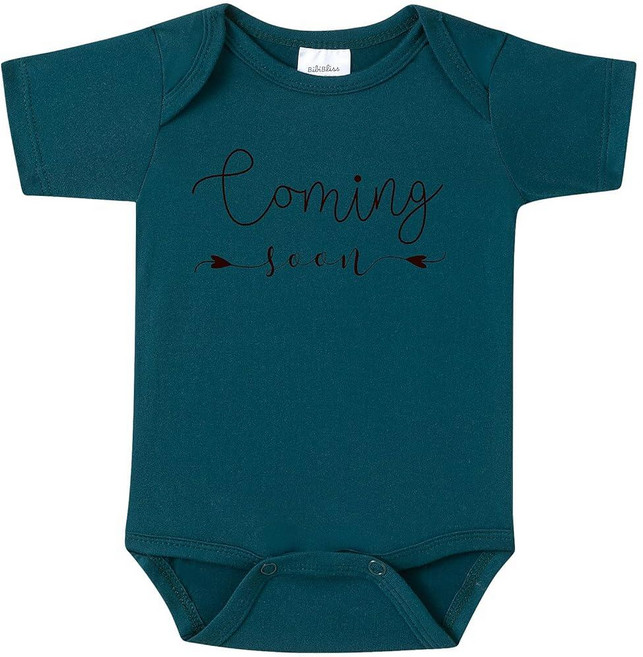 BIBIBLISSBABY Baby Coming Soon 임신 발표 유아용 바디수트 조부모를 위한 새로운 선물 Taro 0-3개월 227901, Emerald