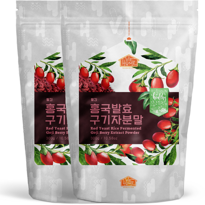 건강한우리집비옴 빨간 홍국 발효 구기자 분말, 2개, 300g