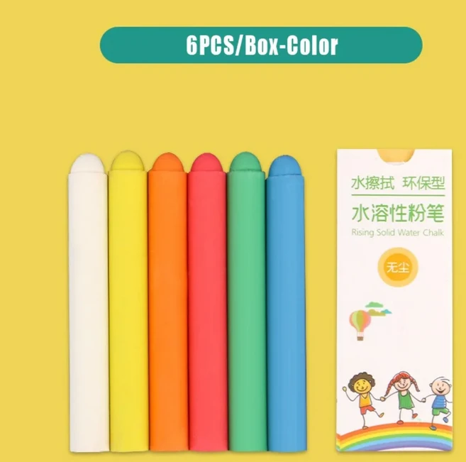 컬러 수용성 분필 지울 수 있는 칠판 낙서 그림 먼지 없는 분필 더럽지 않은 손 칠판 쓰기 도구, 02 6PCS-Box-Color