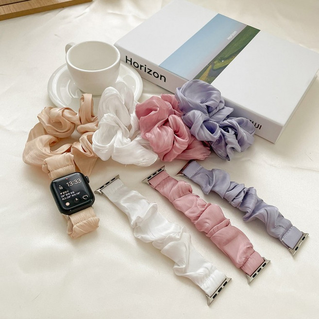 애플워치 스트랩+심플 실크 곱창 밴드 set, 1개, 상세페이지 참조