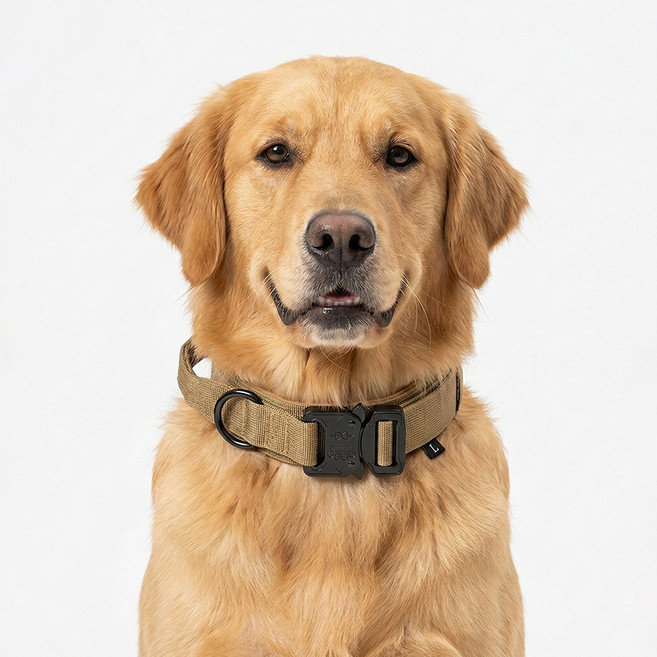 푸키 강아지 중형견 대형견 택티컬 세이프락 목줄, 1개, 베이지