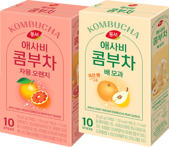 동서 애사비 콤부차 자몽오렌지 10T+배모과10T