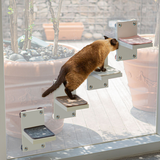 냥단 스텝 고양이 벽부착 캣워크 미니 선반 윈도우 캣타워 화이트 DO23051, 크림_23051, 1개