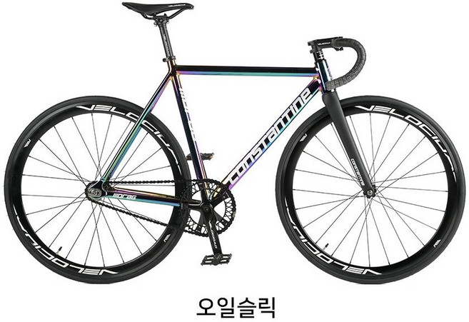 2025 콘스탄틴 드래그 픽시 오일슬릭 블랙 블루 자전거 완성차 조립 출고, 1개, 51cm