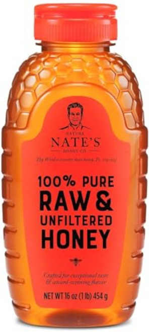 네이트의 100% 순수 비정제 및 여과되지 않은 꿀 - 수 Nate's 100% Pure Raw & Unfiltered Honey - Award-Winning Taste 16, 453g, 1개