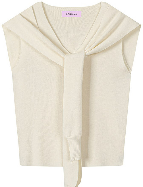 숄카라 민소매 버튼업 니트베스트 셋업